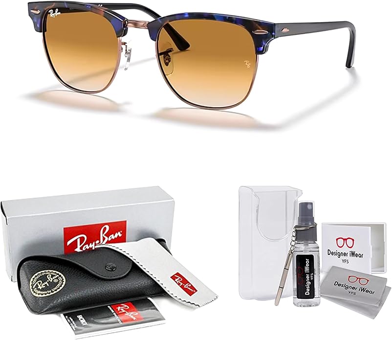 Ray-Ban RB3016 CLUBMASTER Sunglasses For Men For Women +BUNDLE with ACCESSORY EYEWEAR KIT