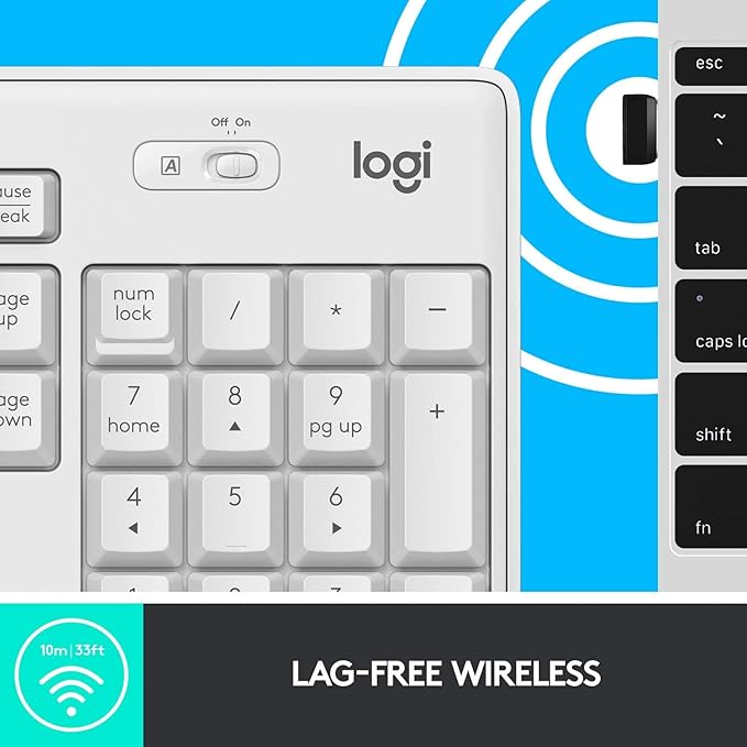 Logitech MK295 Wireless Mouse & Keyboard Combo with SilentTouch Technology, Full Numpad, Advanced Optical Tracking, Lag-Free Wireless, 90% Less Noise - Off White (Renewed)