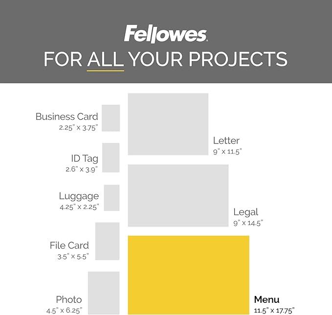 Fellowes Hot Laminating Pouches, 3 Mil, Menu Size, 50 Per Pack (52013)