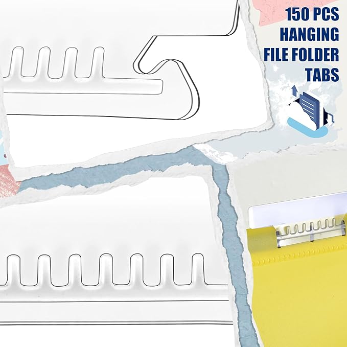 100Pcs 3 1/2 Inch Hanging File Folder Tabs Plastic Tabs for Hanging File Folders and Inserts Clear File Folder Tabs Insertable Plastic Tabs for Back to School Organizer Office Room