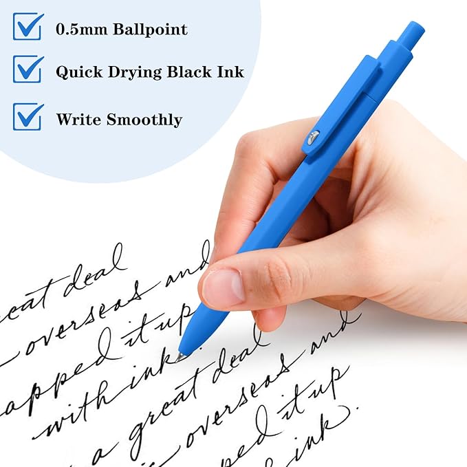 Pens, 8 Pack Black Ink Gel Pens Ballpoint Smooth Writing Pens for Journaling, Cute Office Supplies for Nurses Women Teachers