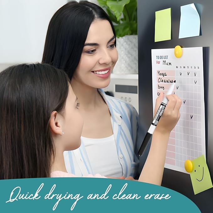 EXTRIC Dry Erase Markers, Whiteboard Markers Fine Tip and Chisel Tip, 8 White Board Marker Dry Erase, Mixed Tip 4 Thick and Thin White Board Marker for School Supplies, Teachers and Students