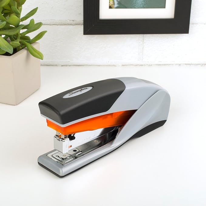 Swingline Stapler,25 Sheet Capacity,Optima 25,Jam Free,Reduced Effort,Soft Grip,Orange and Gray (66402),(Pack of 6)