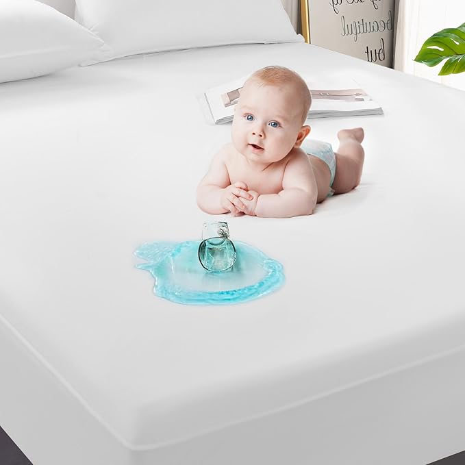 GRT 1 Pack 100% Waterproof Mattress Protector Cal King Size, Breathable & Noiseless Waterproof Mattress Cover Fitted Deep Pocket from 5" to 21", Smooth Washable Cal King Bed Protector - Vinyl Free