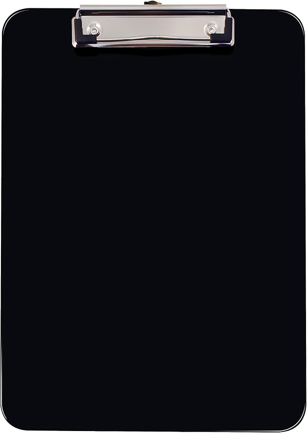 Better Office Products Black Plastic Clipboards, 12 Pack, Durable, 12.5 x 9 Inch, Low Profile Clip, Black, Set of 12