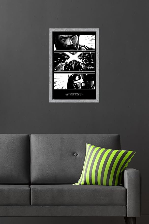 Trends International Star Wars: Obi-Wan Kenobi - Panels Wall Poster, 22.4L x 14.7W, Gray Framed Version
