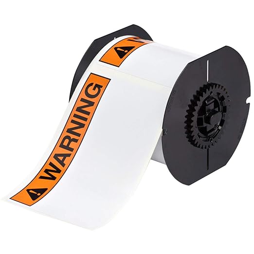 Brady B30-25-595-ANSIWA 4" Height x 6" Width, B-595 Indoor/Outdoor Vinyl, Black/Orange BBP31 Pre-Printed Pre-Cut Labels Tape with Sign Headers, 175 per Roll