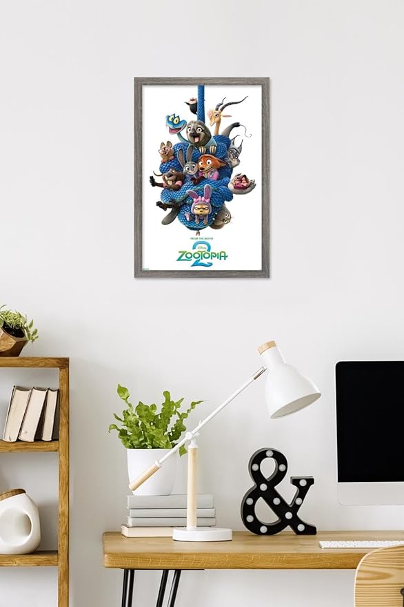 Disney Zootopia 2 (2025) - Group One Sheet Wall Poster, 22.4L" x 14.7W", Barnwood Framed Version