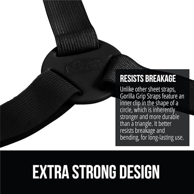 Gorilla Grip Bed Sheet Straps and Headboard Gap Pillow, Sheet Fasteners 8 Pack Black, Easy Install Sheet Suspenders, Headboard Gap Pillow Size King Gray, Dense Foam Wedge, 2 Item Bundle