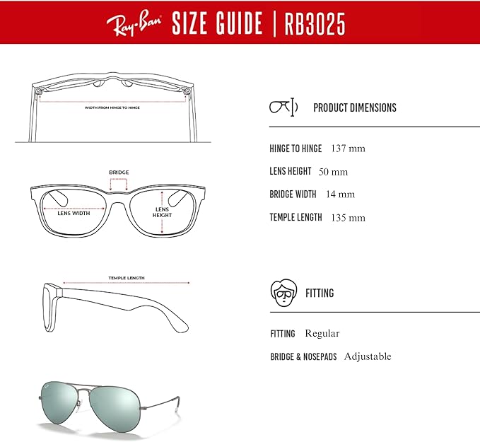 Ray-Ban RB3025 Metal Aviator Sunglasses For Men For Women +BUNDLE with ACCESSORY EYEWEAR KIT