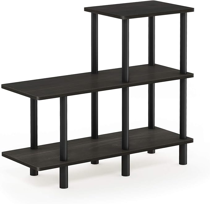 Furinno Turn-N-Tube 3-Tier Cube Ladder Shelf, Espresso/Black