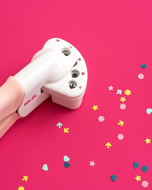 We R Memory Keepers Crop-A-Dile Power Multi Hole Punch, 5 Different Shapes, Heart, Flower, Star, Hexagon, Arrow, for Paper Cardstock, Chipboard, Fabric, Thin Tin, Leather, Plastic