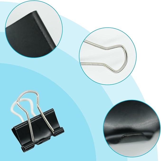 64Pcs Mini Binder Clips, 0.5 inch(13mm), Paper Clamps Micro Size for Office Supplies, Black