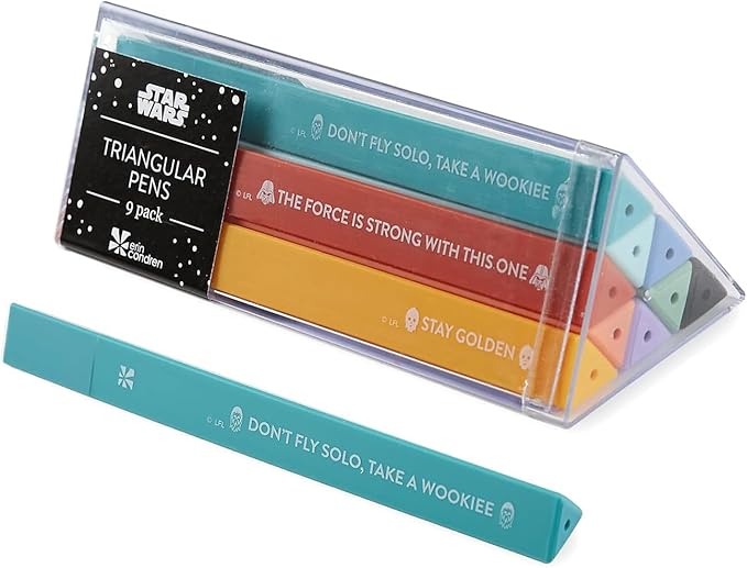 Erin Condren Star Wars Accessories Bundle, Stationery Gift Set with Sticky Note Booklet, 9-Pack Triangular Pens, Sticker Book and Sticker Trio for Journals, Planners and Creativity