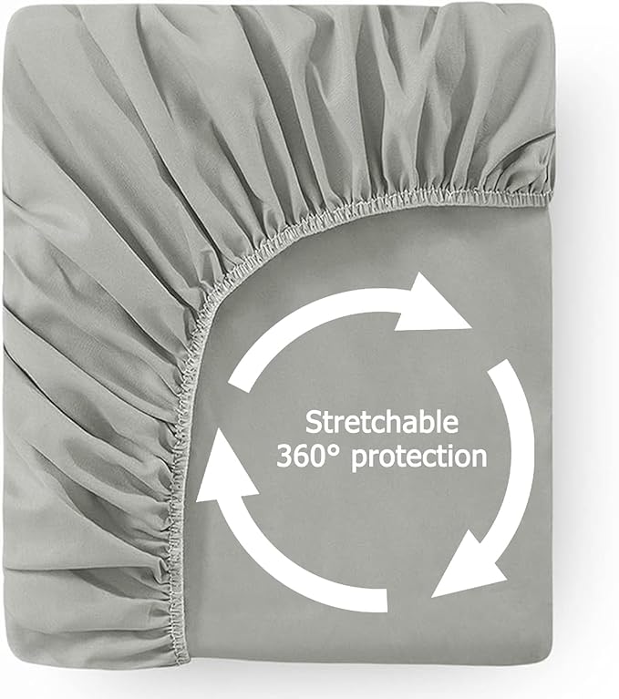2 Pack Twin XL Premium Waterproof Mattress Protector, Soft Breathable Mattress Pad, Noiseless Waterproof Bed Cover - Stretch to 21" Fitted Deep Pocket Mattress Protection Cover - Light Grey