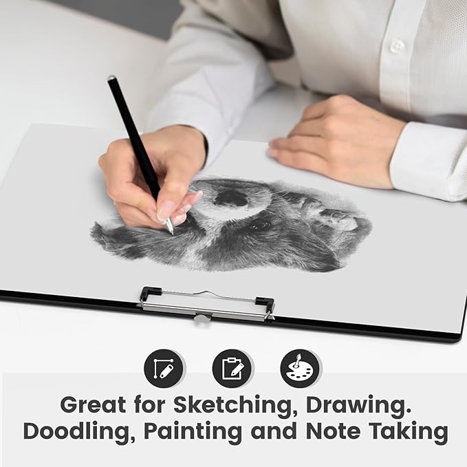 Extra Large 11x17 Clipboards, Plastic Black Drawing Boards, Horizontal Clip Board, Landscape Layout. Suitable for Watercolor, Sketching, Painting. Art & Drafting Supply