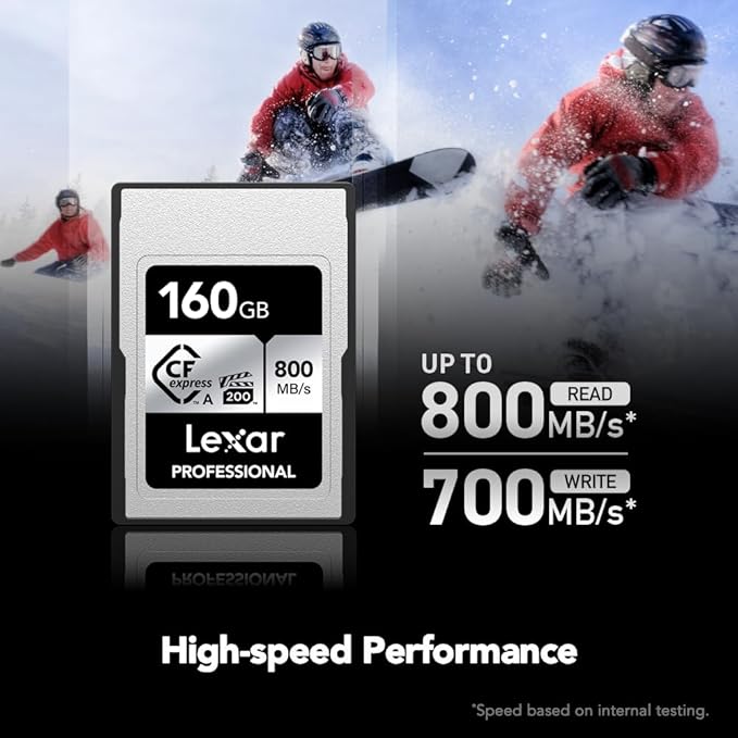 Lexar 160GB Professional CFexpress Type A SILVER Series Memory Card, Compatible with Sony Cameras w/ Type A Card Slot, Up to 800/700 MB/s Read/Write, 8K Video, VPG 200 (LCAEXSL160G-RNENG)