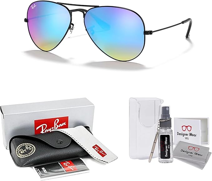 Ray-Ban RB3025 Metal Aviator Sunglasses For Men For Women +BUNDLE with ACCESSORY EYEWEAR KIT