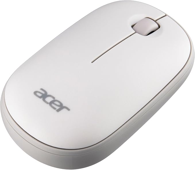 acer Computer Mouse Wireless, 2.4G Slim USB Wireless Mice with USB-A Receiver, 1600 DPI Optical, Laptop Mouse with Plug and Play for Right/Left Handed Users (for Chromebooks, Windows PC & Mac) White