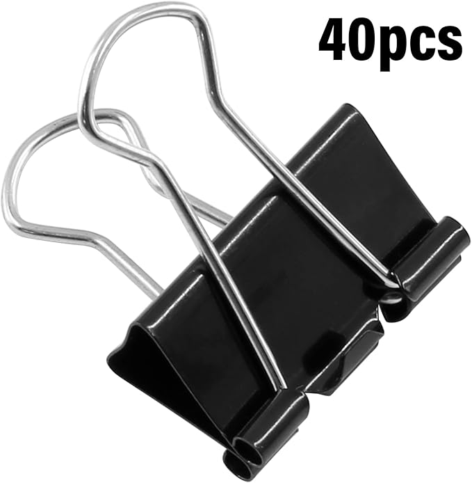 40 Pack Large Binder Clips - 1.6 Inch / 41mm Black Metal Paper Clamps for Office, School, Home, DIY, Business - File Organizers and School Supplies