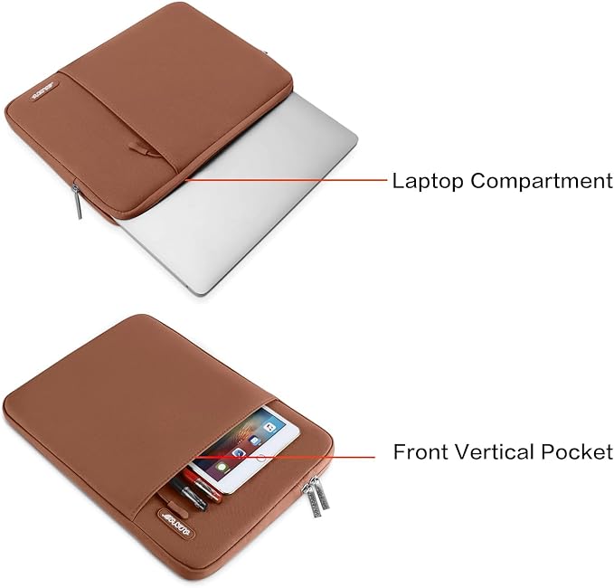 MOSISO Laptop Case 13.3 inch, 13-13.3 inch Laptop Sleeve Compatible with MacBook Air/Pro 13/Pro 14 M5 M4 M3 M2 M1, HP Dell ASUS Lenovo,Polyester Vertical Computer Sleeve Bag with Pocket, Caramel Brown