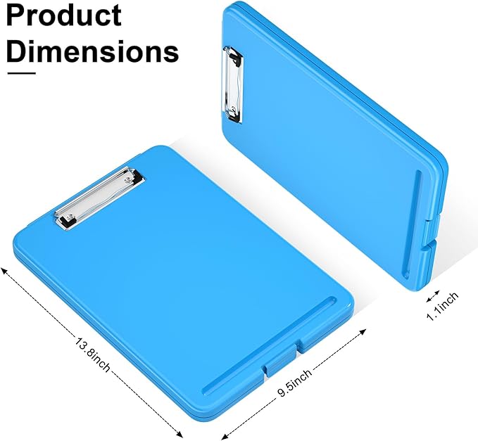 Hongri Clipboard with Storage, 8.5 x 11 Nursing Clip Board Foldable Storage for Nurses, Lawyers, Students, Classroom, Office, School, Size 13.4 x 9.4 X 0.9 in, Blue