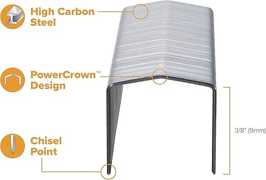 Bostitch B8 Staples 3/8 Inch Length - Pack of 20,000 Powercrown Staples