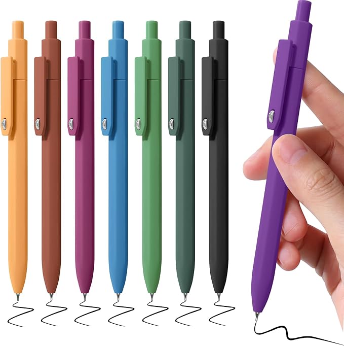 Gel Pens, 8 Pack Fine Point Black Ink Smooth Writing Ink Pen, Retractable Quick Dry Aesthetic Cute Pens for Women Nurses School Office Supplies