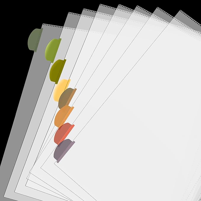 Mr. Pen- Clear Sheet Protectors with Tabs, 8 Tabs, 2 Sets, Clear Plastic Dividers for 3 Ring Binder, Insertable Index Page Divider Multicolor Tabs