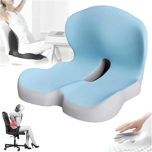 Memory Foam L-Shaped Integrated Seat Cushions for Car Truck Driver Ergonomic L Shape Lumbar Cushion Sciatica Back Pain Relief Office Chair Butt and Back Support Pillow Long Driving Booster Seat (D1)