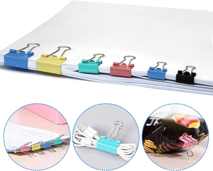 Paper Clips Binder Clips, 340PCS Assorted Size Paper Clips and Binder Clips, Colored Paperclips Large Medium Small, Binder Clip and Paper Clip Set for Home School Office Supplies