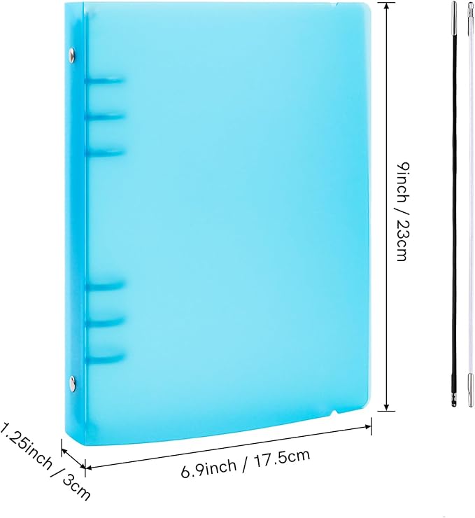 BAOFALI 2Pcs/Set A5 6 Ring Binder Cover Clean Transparent Soft PVC for Refillable Notebook Shell withMatte surfaceforStamp & Die Storage (Blue)