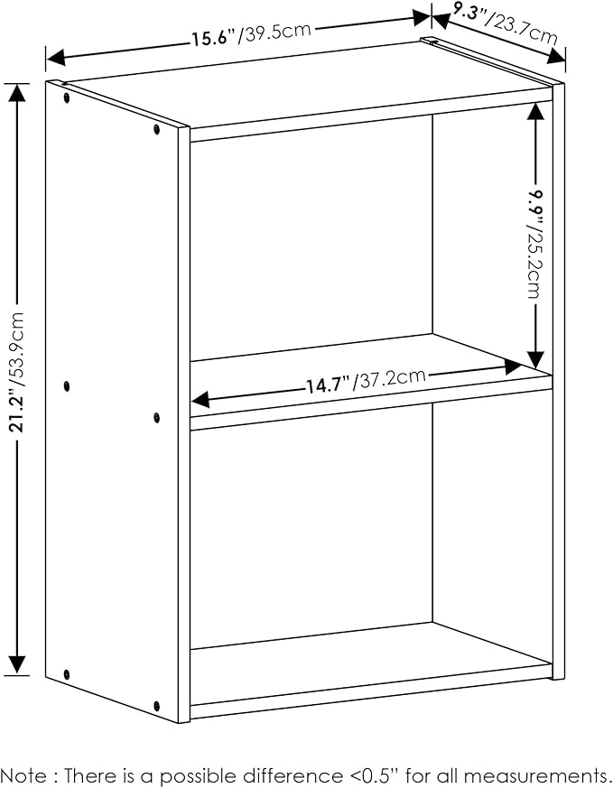 Furinno Luder Bookcase / Book / Storage, 2-Tier, Pink/White