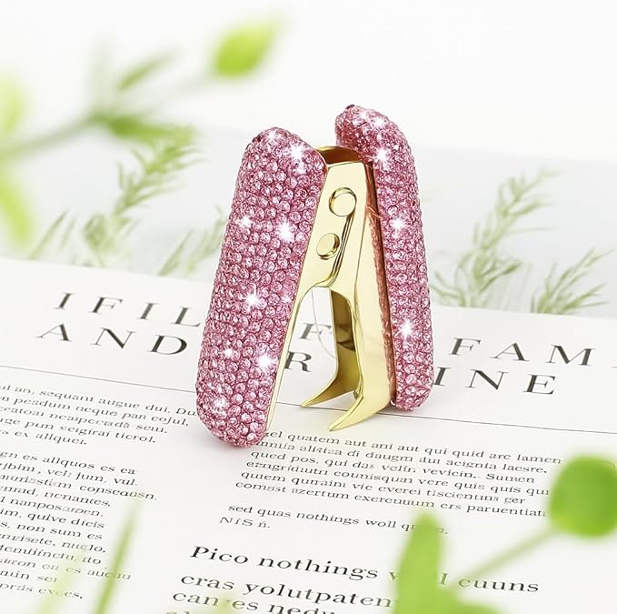 Multibey Rhinestone Staple Remover, Handmade Bling Crystal Pink Staple Remover Tool for Desk, Dazzling Staples Puller Tool Office Supplies Desk Accessories for Women Office (Pure Pink)