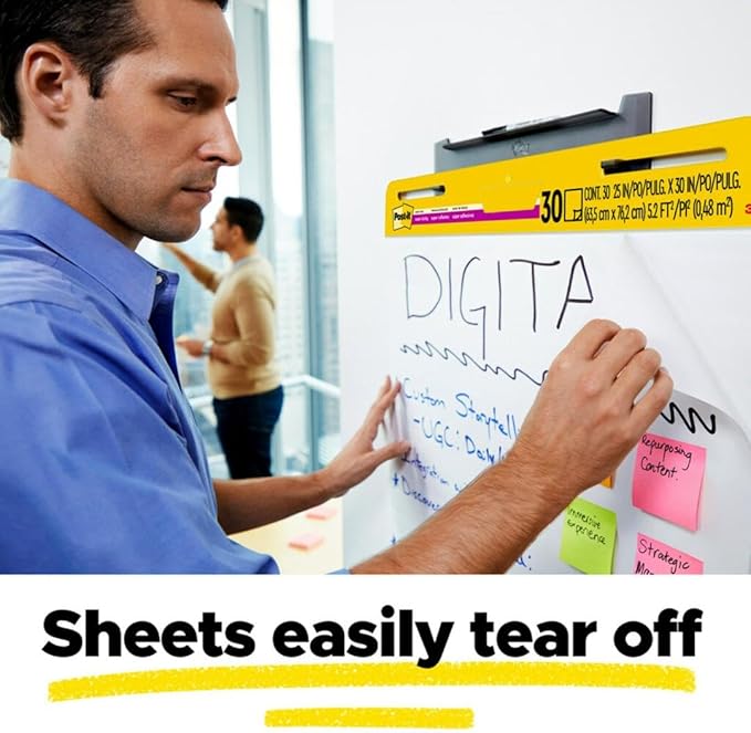 Post-it Super Sticky Easel Pad 25 in x 30 in White 30 Sheets/Pad 2 Pad/Pack Large White Premium Self Stick Flip Chart Paper Super Sticking Power (559)