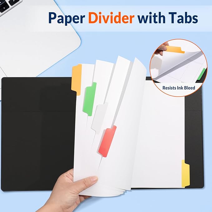 SUNEE Binder Dividers with Colorful Write On & Erase Tabs for 3 Ring Binder, 8.5 x 11 Paper White Reusable Dividers Blank with 5 Tabs, 20 Sets Page Dividers for School, Office and Home, 100 Dividers