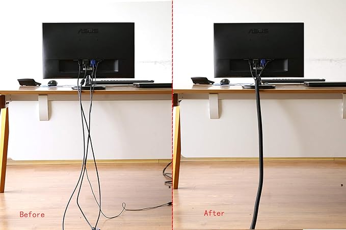 Alex Tech 25ft - 1 inch Cord Protector Wire Loom Tubing Cable Sleeve Split Sleeving For USB Cable Power Cord Audio Video Cable – Protect Cat From Chewing Cords - Black