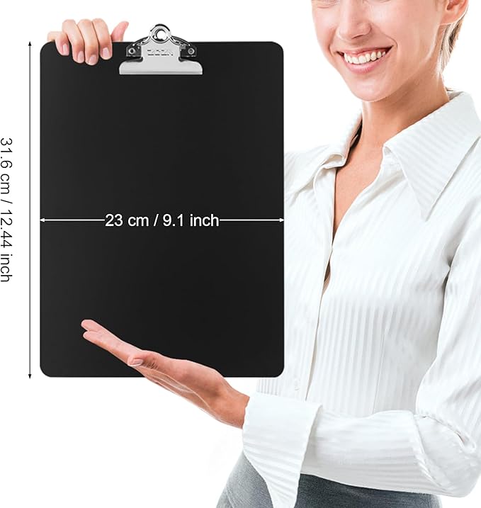 ZCZN Metal Clipboard, 2 Pack Heavy Duty Aluminum Clipboards 12 x 9 Inches, A4 Letter Sizer Document Holder with High Capacity Clip, Suitable for School, Office, Jobsite or Medical Staff, Black