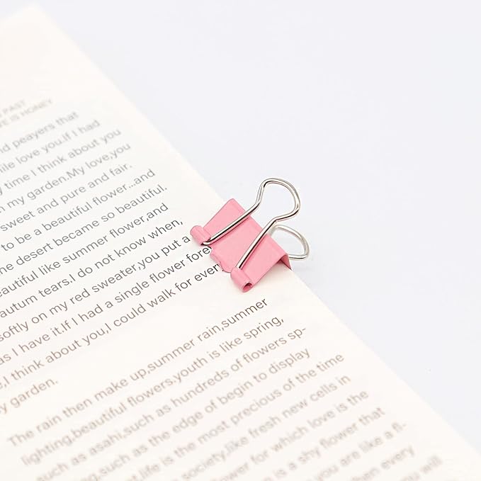 Mini Binder Clips, Paper Clip, Small Paper Clamps 15mm (5/8 inch), 100 Pack Micro Size Office Clips for Home School and Business (Multicolored)