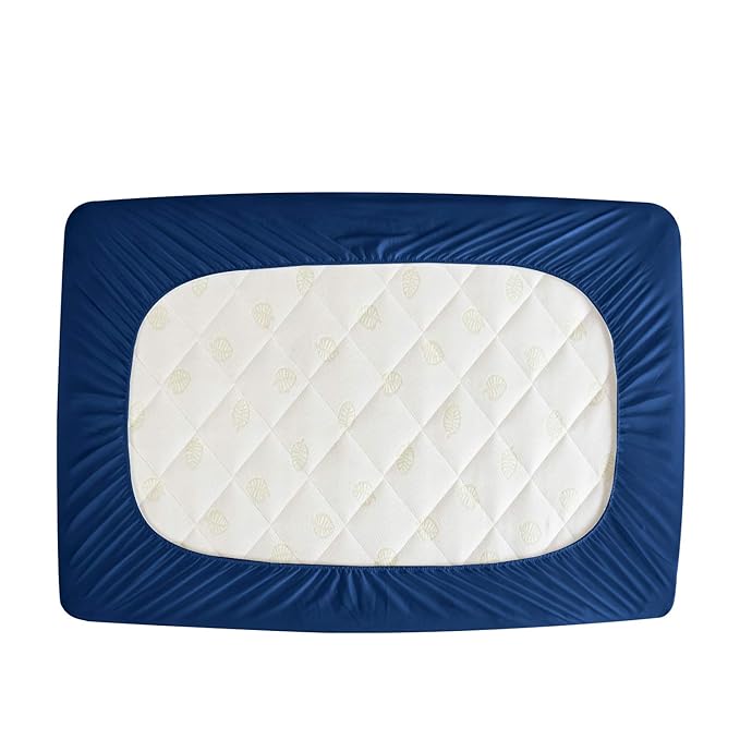 Pack and Play Mattress Protector Sheets Fitted Waterproof Pack and Play Mattress Pad Cover, Compatible with Graco Pack n Play & Dream On Me & Pamo Babe, Playpen/Playard Sheet Quilted, Navy, 39" x 27"