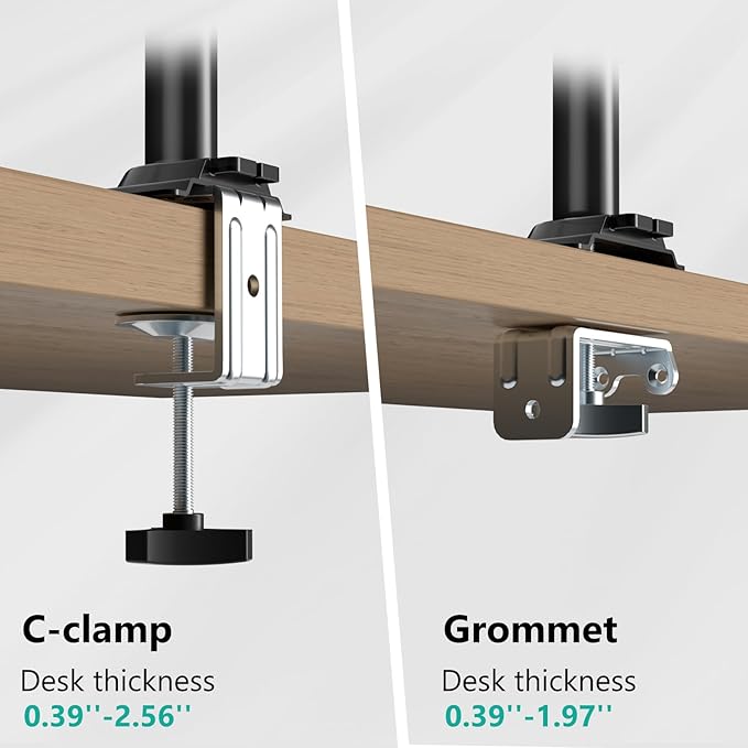 WALI Single Monitor Arm Mount for up to 32 inch Screens, Gas Spring Stand with Full Motion Tilt Swivel Rotation, Holds 19.8 lbs, VESA 75/100, C-Clamp & Grommet Mount (GSDM001S)