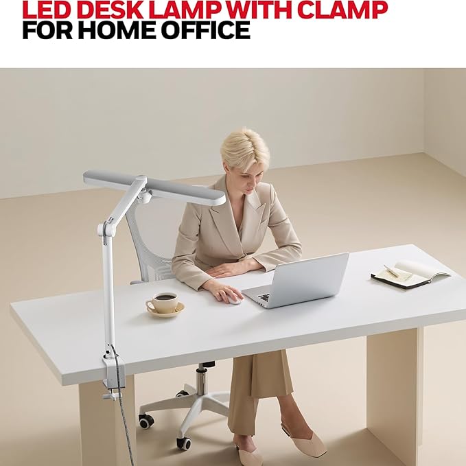 Honeywell LED Desk Lamp with Clamp - 05B02 Touch Control Sunturalux Natural Light Clip On Desk Light 4000K 1300LM Dimmable Eye Caring Table Lamp Full Metal Desk Lamps for Home Office