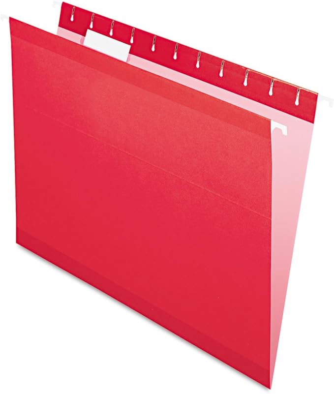 Pendaflex Reinforced Hanging File Folders, Letter Size, Red, 1/5 Cut, 25/BX (4152 1/5 RED)