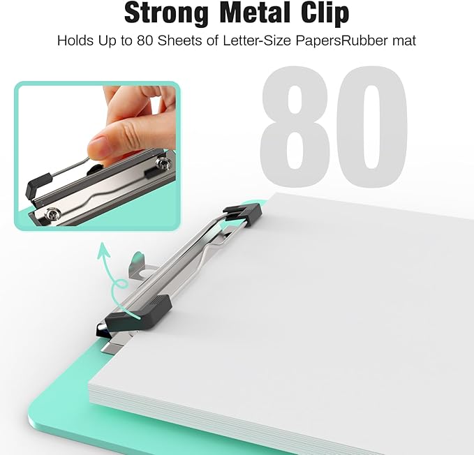 2 Pack Small Clipboards, A5 Plastic Mini Teal Clip Board for Classroom, Students, Kid, Size 6" x 9" with Low Profile Clip, Office & School Supply