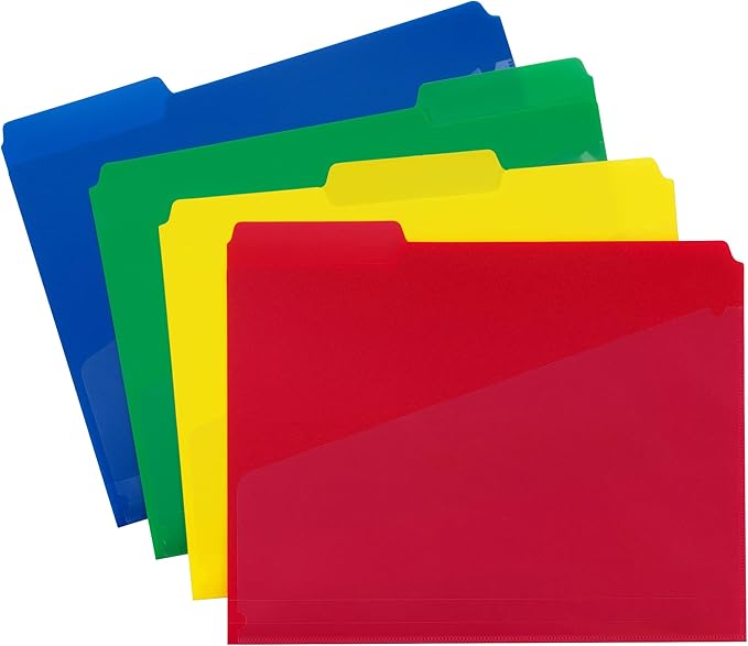 Smead Poly File Folders with Pockets, Folders for Documents, 1/3-Cut Tabs, File Folders Letter Size, Office Supplies, School Supplies, Set of 12 (10541)