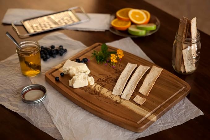 PICNIC TIME Disney The Little Mermaid Ariel Ovale Acacia Cutting Board Serving Board Charcuterie Cheese Board with Juice Groove Decorative Kitchen Gift, (Acacia Wood)