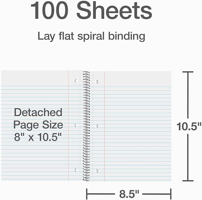 Oxford 1 Subject Spiral Notebook, Notebooks for School, Plastic Covers, Back to School Supplies, Wide Ruled, 100 Sheets, 5 Pack, Assorted Pastel Colors: Blue, Green, Yellow, Pink and Purple (1009292)
