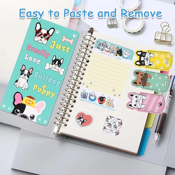 QPIXVB Funny Sticky Notes for Work,Bulldog Sticky Notes Set,440 Sheets,French Bulldog Gifts,Dog Mom Gifts for Women,Dog Stickers,Dogs Themed Writing Memo Pads for Students School Supplies