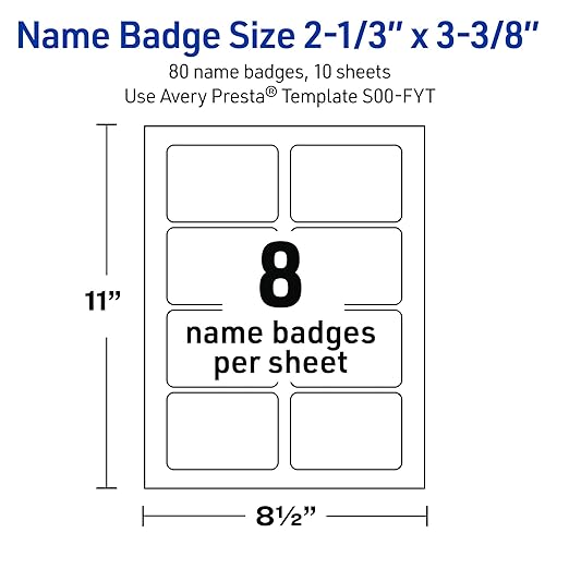 Avery Printable Adhesive Name Badges, 2-1/3" x 3-3/8", Pre-Printed Metallic Gold Border with Black Bow Design, Matte White, Laser & Inkjet Compatible, 80 Total