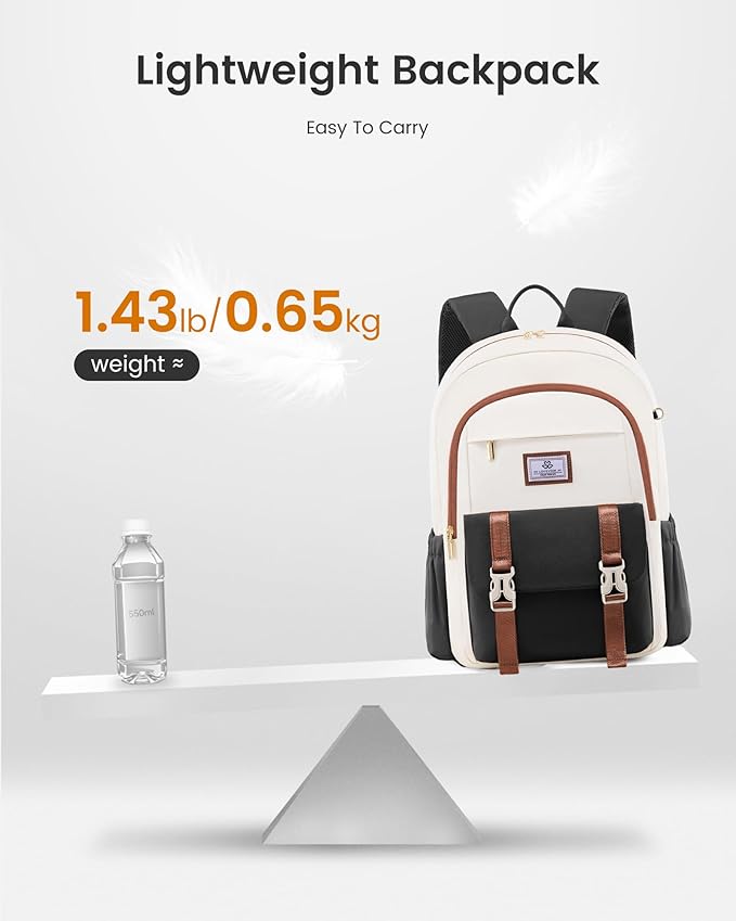 LOVEVOOK School Backpack for Girls Boys,Bookbag for Teen with Pouch Pocket for Large Capacity Cup, Waterproof School Bookbag, Preppy Backpack Travel Daypack with 15.6 inch Laptop Compartment